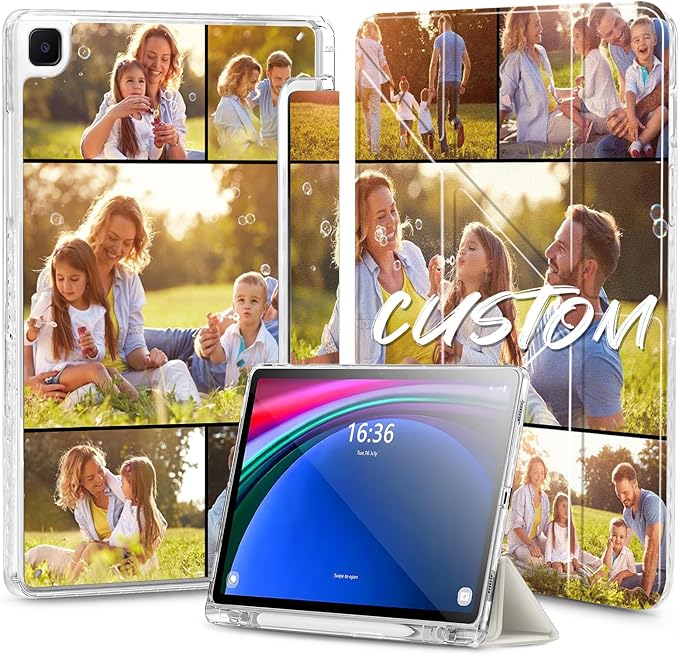 Custom Pictures Personalized Case for Samsung Galaxy Tab S6 Lite 10.4 inch(2024) Built-in Pencil Holder Customized Photo Galaxy Tablet Case with Shockproof Protective Cover Clear PC Back Shell