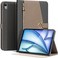 Leather Case for iPad Air 11 M2/M3/M4 (2024-2026) &amp 10.9 4th/5th Gen (2020/2022) with Pocket &amp Buckle Auto Wake/Sleep Shockproof Adjustable StandDark Gray with Gray