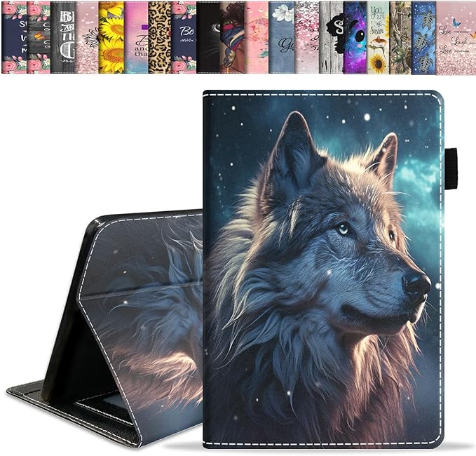 Case for All-New Amazon Fire HD 10 &amp 10 Plus Tablet 10.1 (13th/11th Generation 2023/2021 Release) Slim Stand Folio Cover with Card Slot &amp Auto Wake/Sleep - Wolf