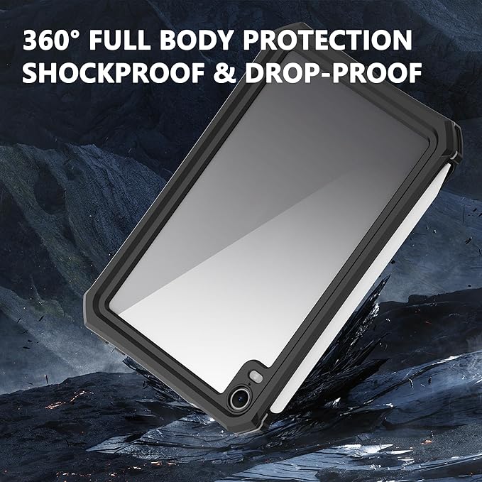ShellBox Case Fit with iPad mini 7(A17 Pro)/ 6 Generation 2024 Waterproof case Built in Pencil Holder Built-in Screen Protector Full Body Protective Pad Cover for iPad mini 7th/6th 8.3 inch