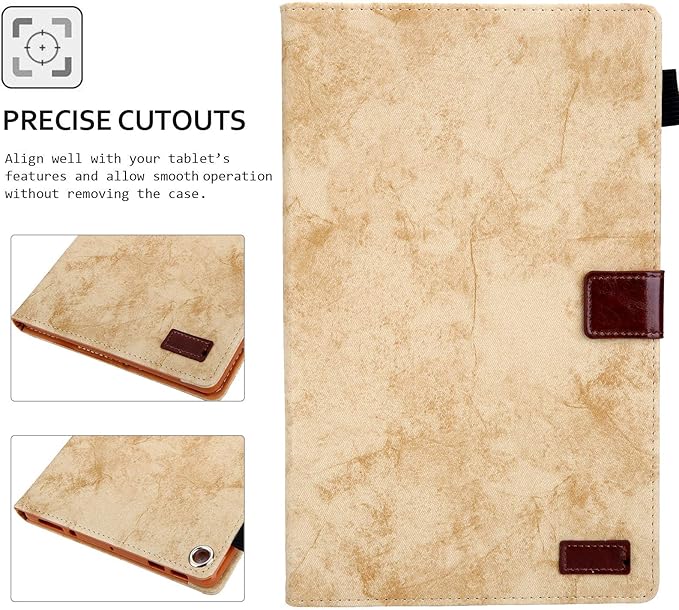 Folding Case for Amazon Fire HD 10 9th/7th/5th Gen Techcircle Smart Flip [Wake/Sleep] Solid PU Leather Protective Cover for All-New Kindle Fire HD 10.1 inch Tablet 2019/2017/2015 Release Beige