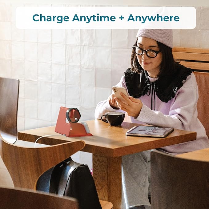 BLACK+DECKER 3 in 1 Charging Station for Apple Multiple Devices Wireless Foldable Travel Charger for Multiple Devices iPhone 17 16 15 14 13 Pro Max Plus Apple Watch Series/AirPods (Coral Rose)