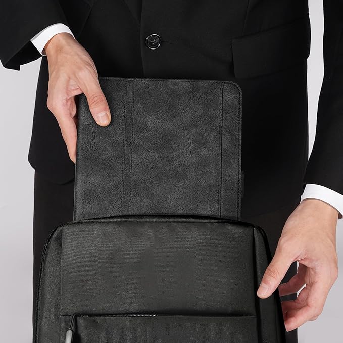Handmade Case for iPad A16 11th Gen 11 Inch 2025 / iPad 10th Generation 10.9'' with Pencil Holder PocketMulti Angles StandMagnetic ClosureVegan Leather CoverAuto Sleep/WakeBlack