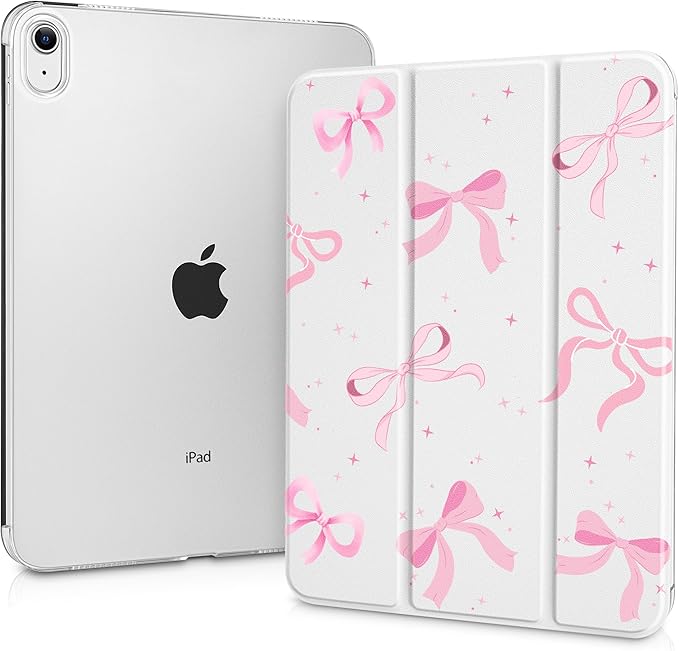 Tuiklol Case for iPad 11 inch A16 2025 Generation 11th / iPad 10.9 inch 2022 10th Genertion Slim Protective with Shockproof Cover PC Matte Clear Transparent Back Shell Auto Wake/Sleep Bow-White