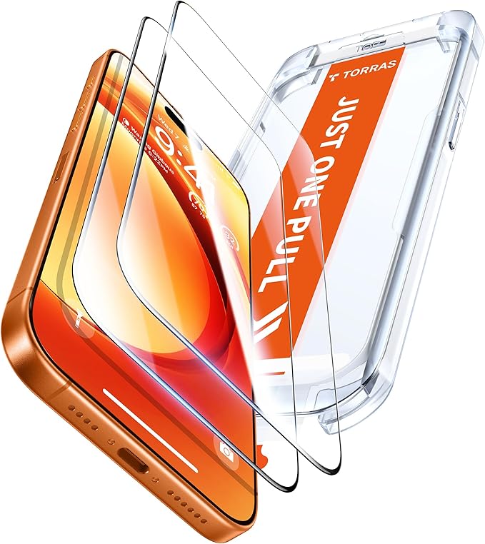 TORRAS Unbreakable for iPhone 17 Pro Screen Protector 9H+ Military-Grade12 FT Shatterproof Aerospace Tempered Glass 2 Pack - Full Coverage Anti-Scratch Bubble-Free Easy Installation6.3 inch