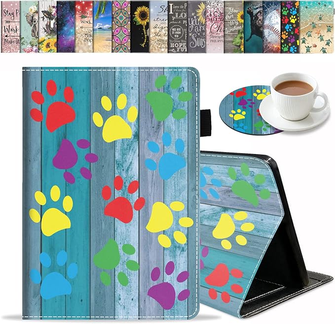 Rustic Wooden Board Colorful Paw Print
