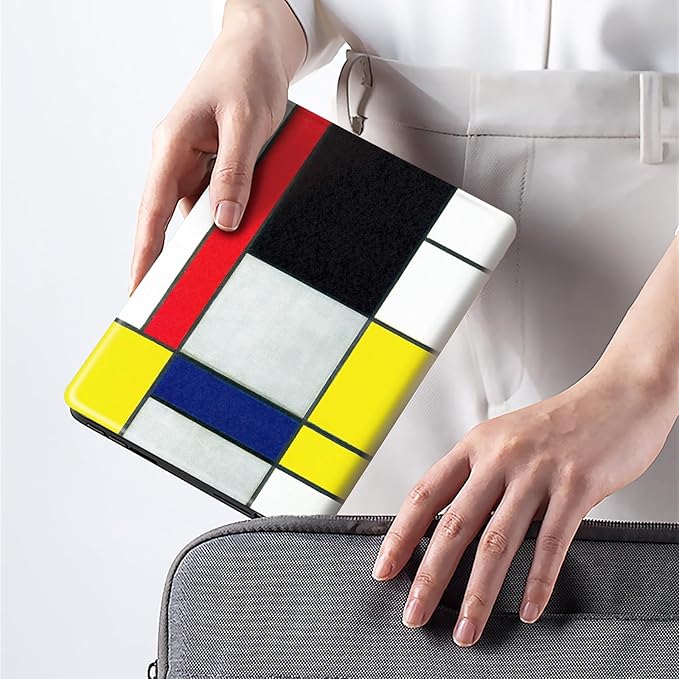 Berkin Arts for iPad Air 4th/5th Generation Case (10.9 Inch) Case 2020/2021 Premium Leather Cover Abstract Geometric MinimalistStyle Color Block Design(Red Yellow Blue by Piet Mondrian)