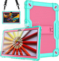for Vankyo MatrixPad S10 Tab Case YQSAVIOR CUPEISI Coopers YQ10S VIVIMAGE A10 A38 BYANDBY BYYQ10S 10.1 Case Built in Kickstand Shoulder Strap Shell with Screen Protector (Green+Pink/1 Pcs)