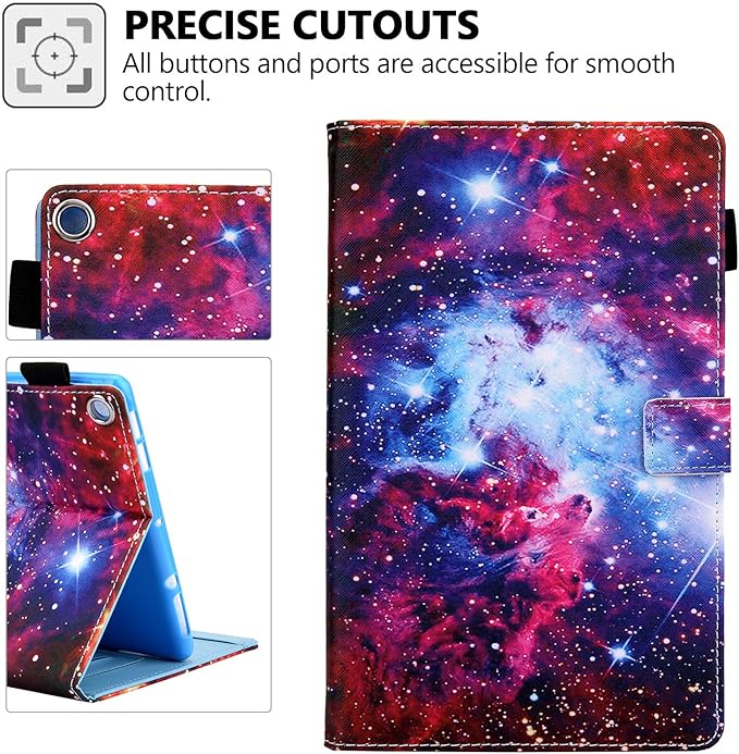 Folio Case for Amazon Fire HD 10 Tablet (5th/7th/9th Generation) Slim Fit Stand Magnetic Soft TPU Back Smart Cover for All-New Fire HD 10 2015/2017/2019 Sleep Mode Purple Red Nebula