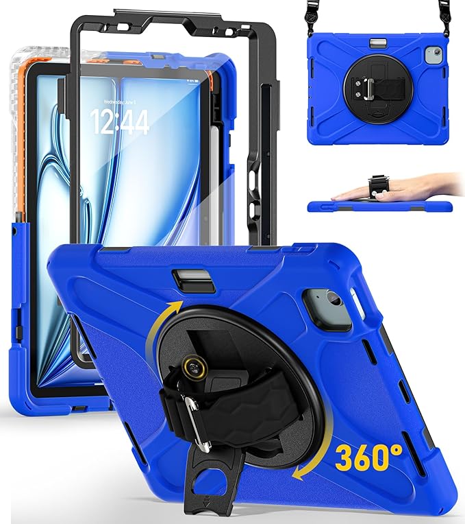 BRAECN Case for iPad Air 11 inch 2026(M4) 2025(M3) 2024(M2)iPad Pro 11 inch(4th/3rd/2nd/1st)&amp Air 10.9(5th/4th) Protective with Pencil Holder Screen Protector 360°Rotating Stand Handle Full Body