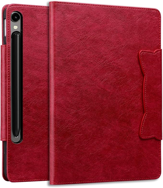 Case for Samsung Galaxy Tab S10 FE+/S10 FE Plus 13.1 Inch 2025 (SM-X620/SM-X626B) with Pockets Multi-Angle Stand PU Leather Soft TPU Back Shockproof Magnetic Closure Folio Wallet Cover Red