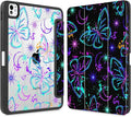 Mektron Case for M5/ M4 iPad Pro 11 inch 2025/2024 with Pencil Holder Compatible Models: A3357/A3358/A3359/A2836/A2837/A3006 Shockproof Cover Clear Shell Fantasy Butterfly