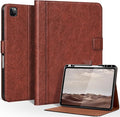Genuine Leather Case for iPad Pro 12.9 Inch Folio Cover with Pencil Holder Auto Wake/Sleep &amp Adjustable Stand for 6th/5th/4th/3rd Generation (2022-2018) - Vintage Red Brown