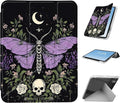 for iPad Pro 11 2024 Case with Pencil Holder Foldable Y-Shaped Protective Cover Stylish Clear Multi-Angle Viewing &amp Auto Sleep/Wake Moth &amp Crescent Tablet Case