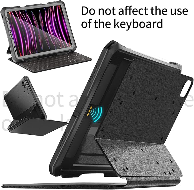 Compatible with iPad Pro 11-inch 4th/3rd/2nd Generation IP68 Waterproof Case A2759 A2761 A2435 w/Pencil Holder Kickstand Lanyard Shock-Proof Full-Sealing Cover Compatible with Magic Keyboard