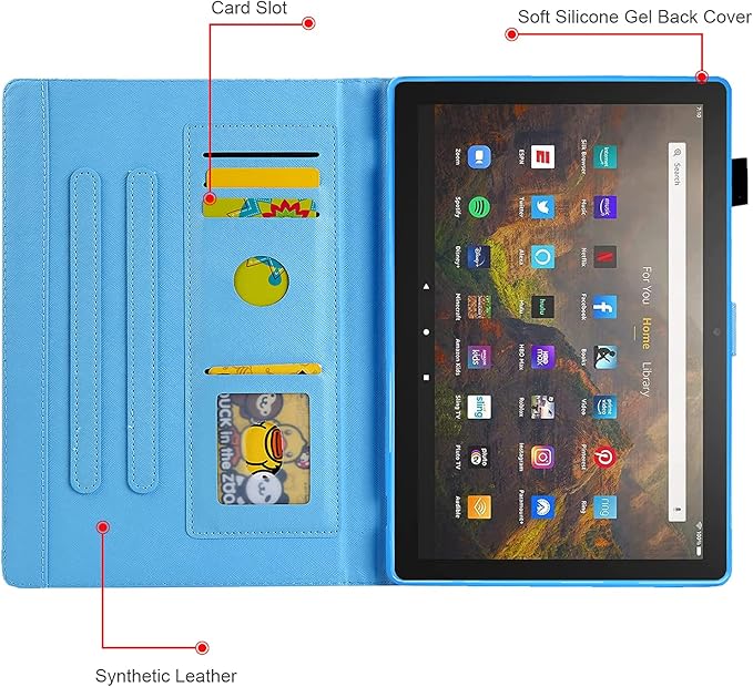 Dteck Case for All-New Fire HD 10 &amp HD 10 Plus Tablet (2021 Release 11th Generation) - Slim Multi-Angle Folio Stand Premium PU Leather Protective Smart Cover with Auto Wake Sleep Colorful Sand