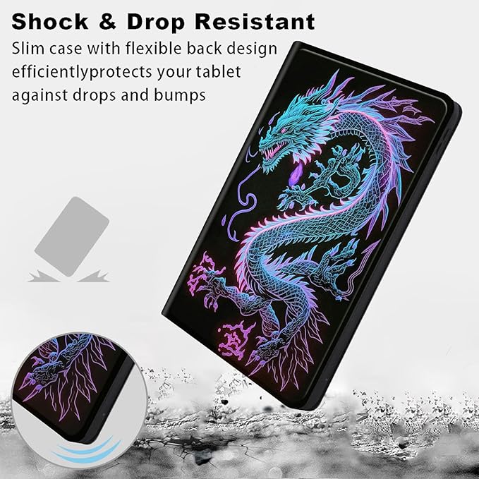 Case for Samsung Galaxy Tab A11+ / A9 Plus 11-Inch (2026/2024) Lightweight Adjustable Stand Folio Cover PU Leather Smart Protective Case with Auto Wake/Sleep Blue Dragon