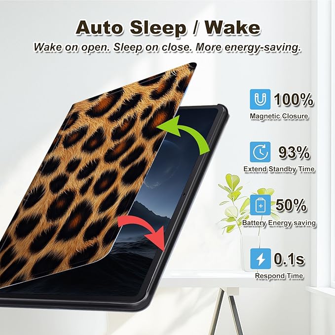 Case for Amazon Fire Max 11 Tablet Case (13th Generation 2023 Release) Multi-Angle Viewing Leather Smart Stand Back Cover with Auto Sleep Wake Leopard