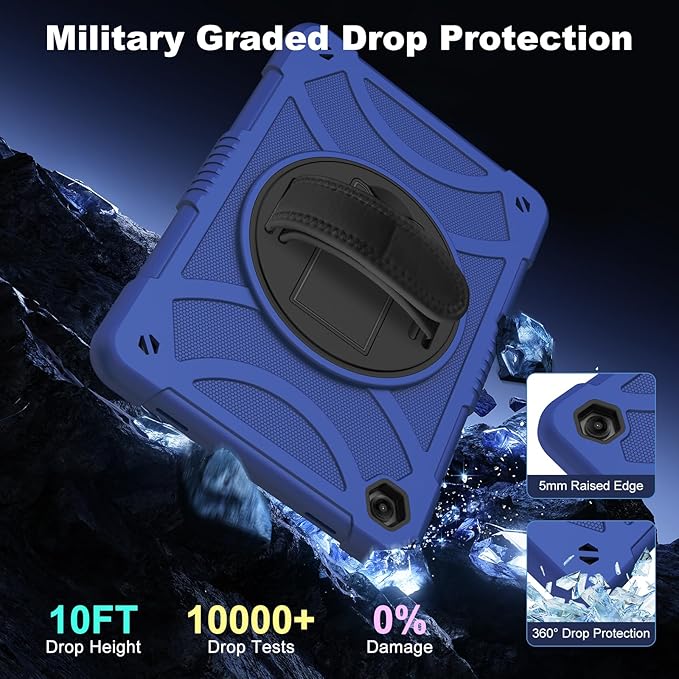 for Samsung Galaxy Tab A11 Plus/A9 Plus case with Screen Protector/ 360° Rotating Stand/Shoulder Strap/Hand Strap Cover for Galaxy Tab A11+ Plus/A9+ Plus 11 inch 225/2023 Released