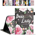 Case for Amazon Kindle Fire HD 10 &amp 10 Plus Tablet 10.1 (13th/11th Generation 2023/2021 Release) - PU Leather Folio Case with Smart Auto Wake/Sleep Floral Quote Boss Lady