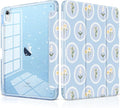 MEEgoodo Case for iPad A16 11th Generation 2025/10th Generation 2022 Glitter Tablet Cases with Transparent Acrylic Back+Trifold Stand +Pencil Holder+Auto Wake/SleepSpring Floral &amp Round Frame