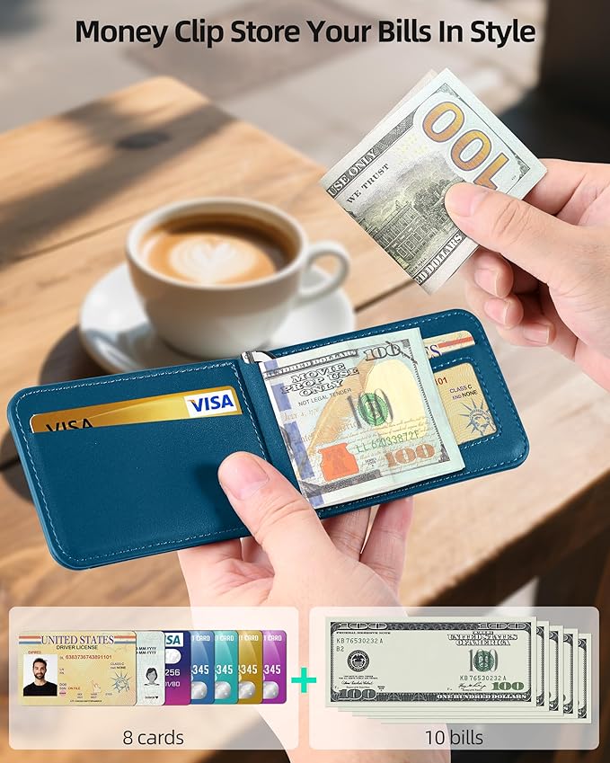 ExtreLife for MagSafe Wallet with Money Clip Stronger Magnetic Wallet for iPhone 17/16/15/14/13/12 Series RFID Blocking for iPhone Wallet with Stand ID Window &amp 8 Card Holder Navy Blue