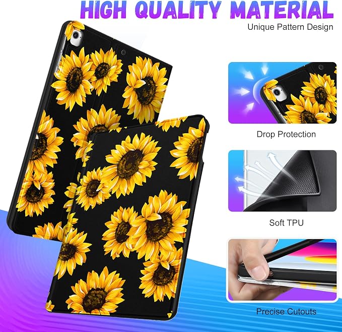 4-for iPad 9.7-Black Sunflower