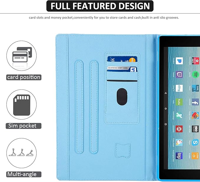 Dteck Folio Case for All-New Fire HD 10 Tablet (9th/7th/5th Generation 2019/2017/2015 Release) - Premium Leather Smart Stand Cover with Auto Wake/Sleep for Kindle Fire HD 10.1 Inch Vibrant Flower