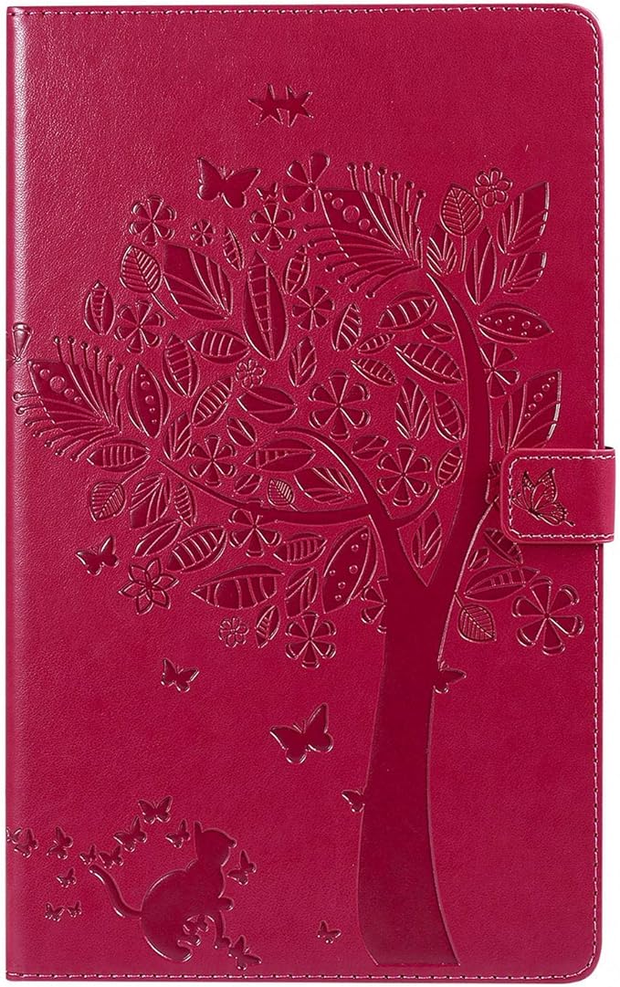 Folio Case for All-New Fire HD 10 2019/2017/2015 Techcircle Slim Light Magnetic Flip Wallet Protective Cover with Card Slots &amp Money Pocket for Amazon Fire HD 10.1 9th/7th/5th Generation Red