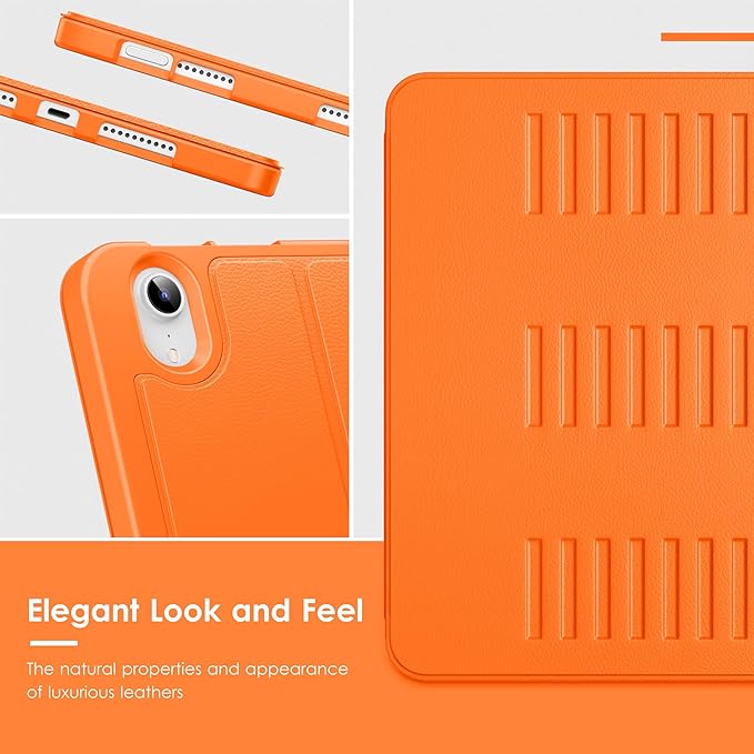 VIKESI Case for iPad iPad mini 7 (A17 Pro) and iPad mini 6Multiple Angles Magnetic Stand CoverShockproof Soft BackPencil Holderand Auto Sleep/WakeOrange