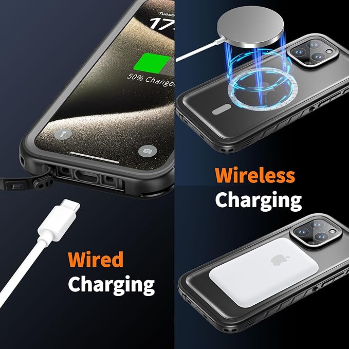 Cozycase for iPhone 14 Pro Max Waterproof Shockproof Dustproof Case [Compatible with MagSafe] - Heavy Duty/360 Full Body/Military Grade/Rugged Built in Screen/Camera Protector with Lanyard Black
