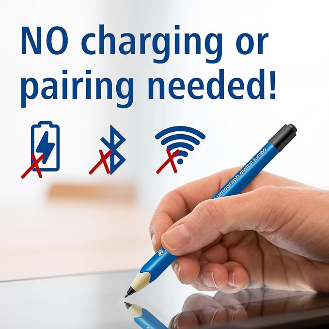 STAEDTLER Mars Lumograph Jumbo Digital Stylus Pen with Eraser: No Charging EMR Palm Rejection 4096 Pressure Sensitivity Levels Natural Writing on Touchscreen Tablet Laptop Phone