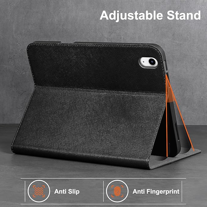 Gexmil Leather Case for iPad (A16) 11th Generation 11 Inch 2025 iPad 10th Generation 10.9 Inch 2022Protective Cover with Pencil HolderMagnetic ClosureAuto Sleep/WakePalm-Print Black