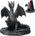 Gothic Dragon Cell Phone Holder Resin Gothic Standing Guardian Dragon Cell Phone Stand with Outstretched Arm for Medieval Decoration Desk Accessories Office 5.78 x 4.25 x 6 Inch