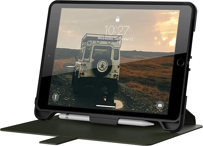 URBAN ARMOR GEAR UAG iPad 10.2 Case 9th Generation 2021 iPad 8th Generation 2020 Case Scout Rugged Heavy Duty Protective Cover Multi-Angle Viewing Folio Stand with Pencil Holder Black/Olive