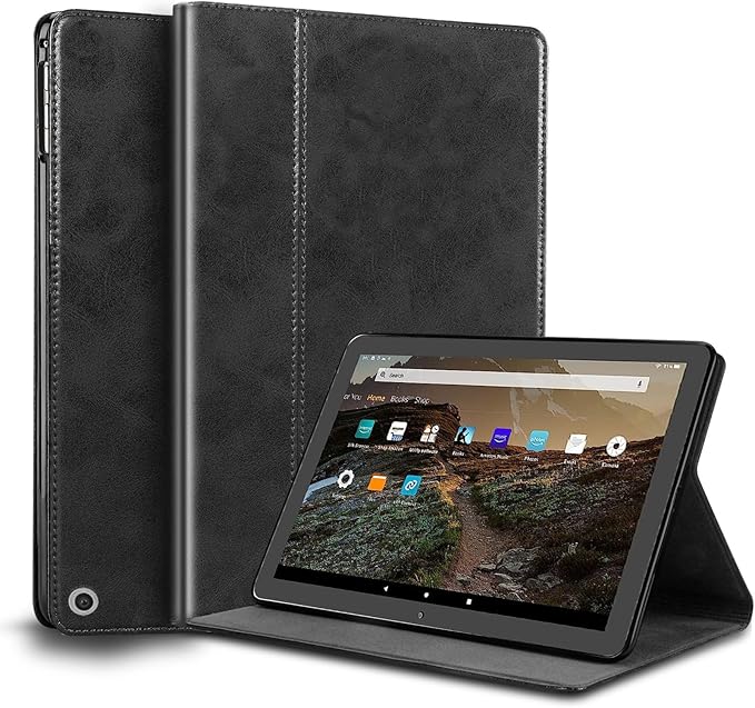 for Google Pixel Tablet Case 11/10.95 inch Genuine Leather Cover Protective Shell for 2023.Black
