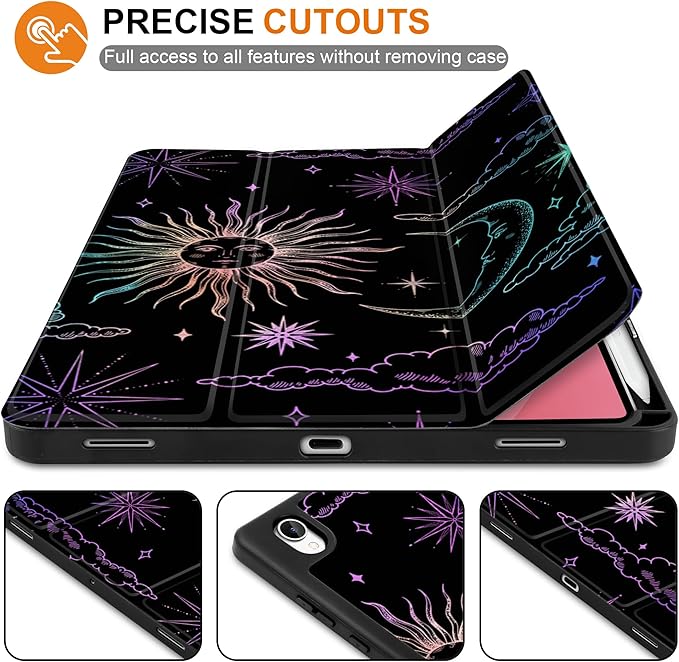 DONGKE Case for Samsung Galaxy Tab S11 5G 11 2025 Model (SM-X730/X736B) Slim Lightweight Trifold Stand Cover with S Pen Holder Auto Sleep/Wake Soft TPU Shockproof Back Sun &amp Moon