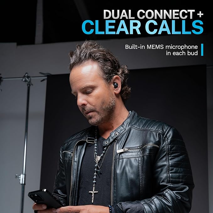 JLab Go Pop ANC True Wireless Earbuds &amp Charging Case Black Active Noise Cancelling 10mm Drivers Dual Connect Customize Your Sound with App Be Aware Mode Compact Fit MEMS Microphone