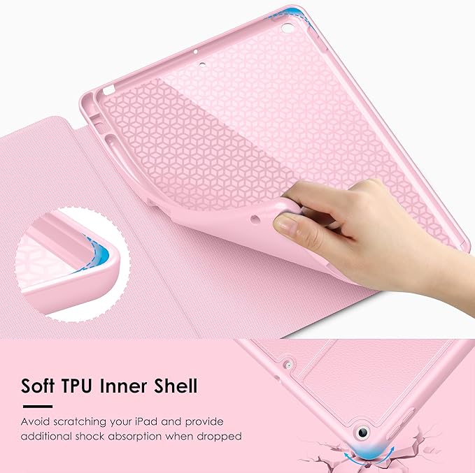 VIKESI Case for iPad 9th / 8th / 7th Generation 10.2 inch (2021/2020/2019 Released)Multiple Angles Magnetic Stand CoverShockproof BackPencil Holderand Auto Sleep/WakePink