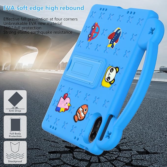 Compatible with Xiaomi Redmi Pad 2 2025 11 inch Tablet Case Kids Friendly Universal Lightweight Shockproof Protective Case with Shoulder Strap &amp Stand Handle Sky Blue