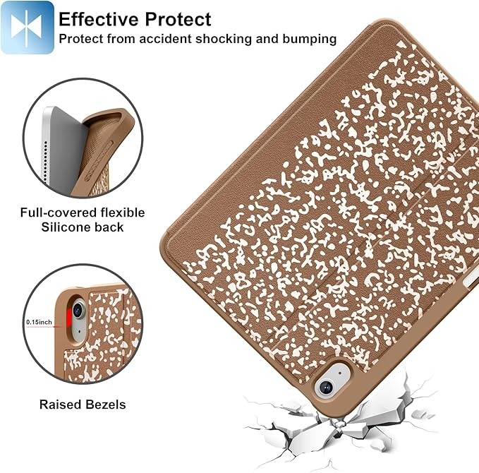 Supveco Case for iPad (A16) 11th Generation 11 inch (2025)iPad 10th Generation 10.9 inch (2022) with Pencil Holder-[Auto Wake/Sleep]Premium Folio Stand Case with Soft TPU Back Cover-Bronze