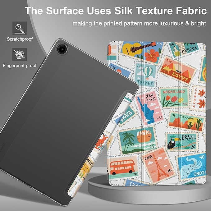 DONGKE Case for Samsung Galaxy Tab A11 Plus A11+ 11 inch (2025/2026) &amp Tab A9 Plus A9+ 11 inch (2024/2023) Slim Smart Stand Cover with Translucent Hard Back Auto Wake/Sleep - Post Stamps