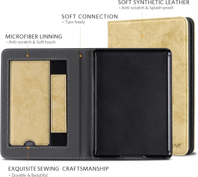 CoBak Case for 6 E-Reader - PU Leather Smart Cover with Auto Sleep/Wake &amp Hand Strap not Compatible with Kobo ClaraLinen