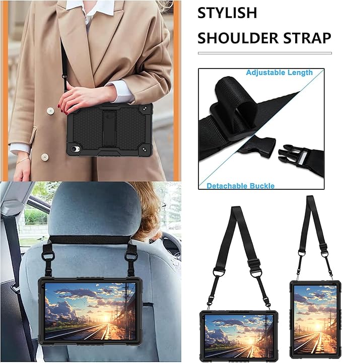 Deomoil for Urao C107/Jeazans OC101/C107 10.1 inch Tablet Hybird Case with Stand with 2 PCS Screen Protector for HiGrace C107/ZOFYWNAS C107/Freeski C107/Pswarfd 10.1 inch Tablet (Black)