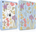 DONGKE Case for iPad Air 11-inch M4 2026 &amp M3 2025 &amp M2 2024 iPad Air 5th/4th Generation 10.9 2022/2020 [Built-in Pencil Holder] Clear Acrylic Back Trifold Stand Smart Cover Blue Botanical