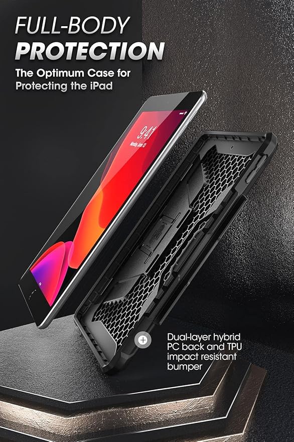 SUPCASE UB Series Designed for iPad 10.2 2019/2020/2021 iPad Air 3 Case 10.5 Inch with Built-in Apple Pencil Holder Full Body Rugged Protective Case for iPad 9th/8th/7th Generation (Black)