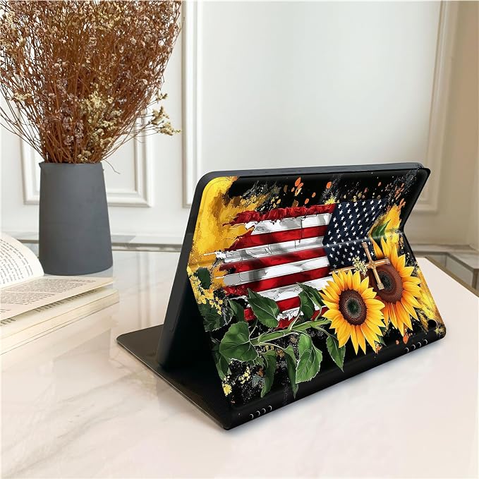American Flag Sunflower Cross