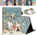 Case for Amazon Fire HD 10 &amp Fire HD 10 Plus Tablet (11th Generation 2021 Release) - Premium PU Leather Cover with Auto Sleep Wake Seashell Conch Starfish