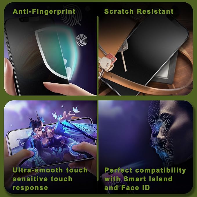 2 Pack Matte Privacy Screen Protector for iPhone 17 Pro 6.3 - Anti-Glare Anti-Spy Tempered Glass 9H Scratch Resistant Smooth Responsive Touch &amp Easy Installation