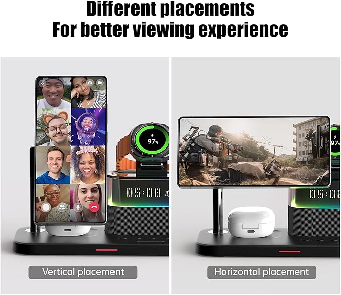 Magnetic Charger for Samsung 5 in 1 Wireless Charging Station for Samsung Galaxy S25 Ultra/S24/S23/S22 Galaxy Watch 8/7/6/4/5 Galaxy Buds/Pro Upgraded Version